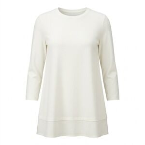 IC Collection Off White Stretch A-Line Swing Tunic Top 3/4 Sleeve Large - CJ